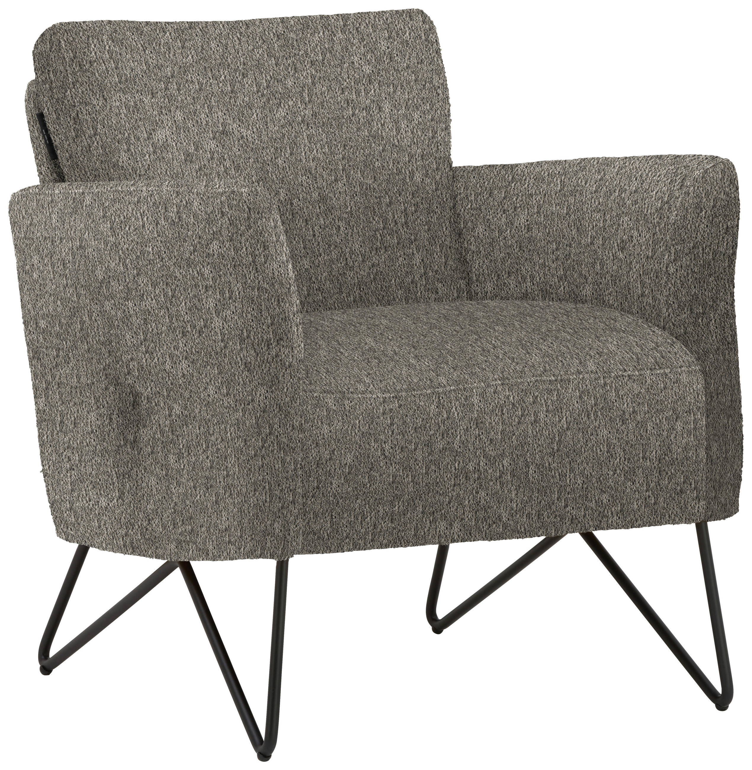 SESSEL in Chenille, Mikrofaser Grau  - Schwarz/Grau, Design, Textil/Metall (68/78/76cm) - Johann Jakob