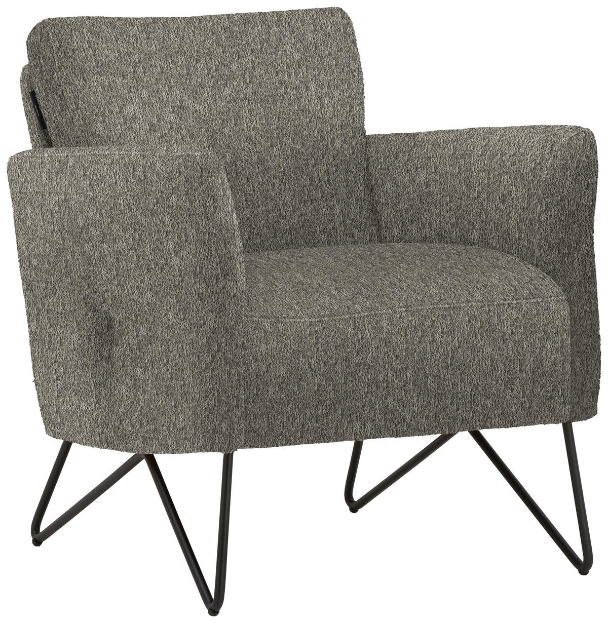 SESSEL in Chenille, Mikrofaser Grau  - Schwarz/Grau, Design, Textil/Metall (68/78/76cm) - Johann Jakob