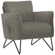 SESSEL in Chenille, Mikrofaser Grau  - Schwarz/Grau, Design, Textil/Metall (68/78/76cm) - Johann Jakob