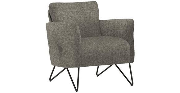 SESSEL in Chenille, Mikrofaser Grau  - Schwarz/Grau, Design, Textil/Metall (68/78/76cm) - Johann Jakob