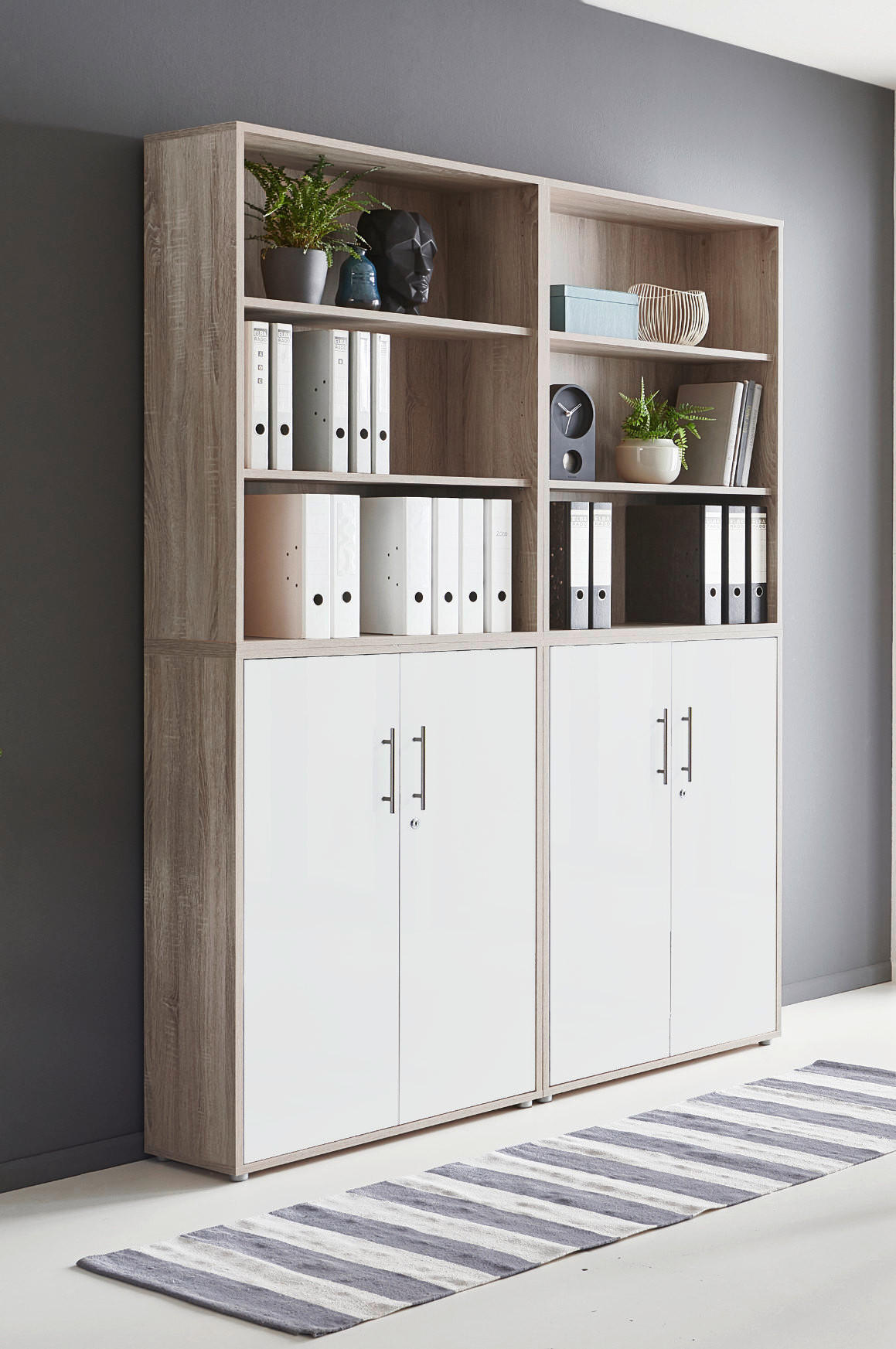AKTENSCHRANK 169/227/33 cm  - Weiß/Sonoma Eiche, MODERN, Holzwerkstoff (169/227/33cm) - MID.YOU