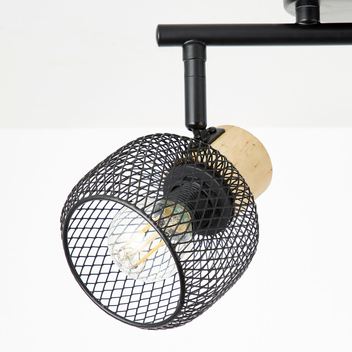 DECKENSTRAHLER - Schwarz/Kieferfarben, Basics, Holz/Metall (38/17,5/10cm) - Brilliant