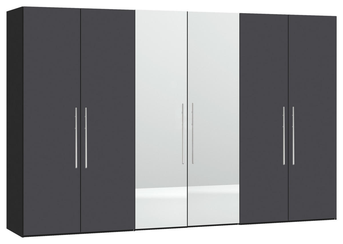 DREHTÜRENSCHRANK in Anthrazit, Schwarz  - Edelstahlfarben/Anthrazit, Design, Glas/Holzwerkstoff (303/236/59cm) - Carryhome