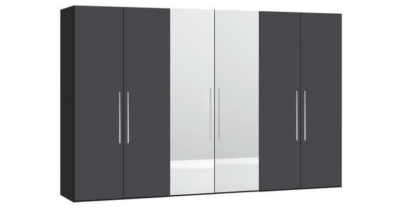 DREHTÜRENSCHRANK  in Anthrazit, Schwarz  - Edelstahlfarben/Anthrazit, Design, Glas/Holzwerkstoff (303/236/59cm) - Carryhome