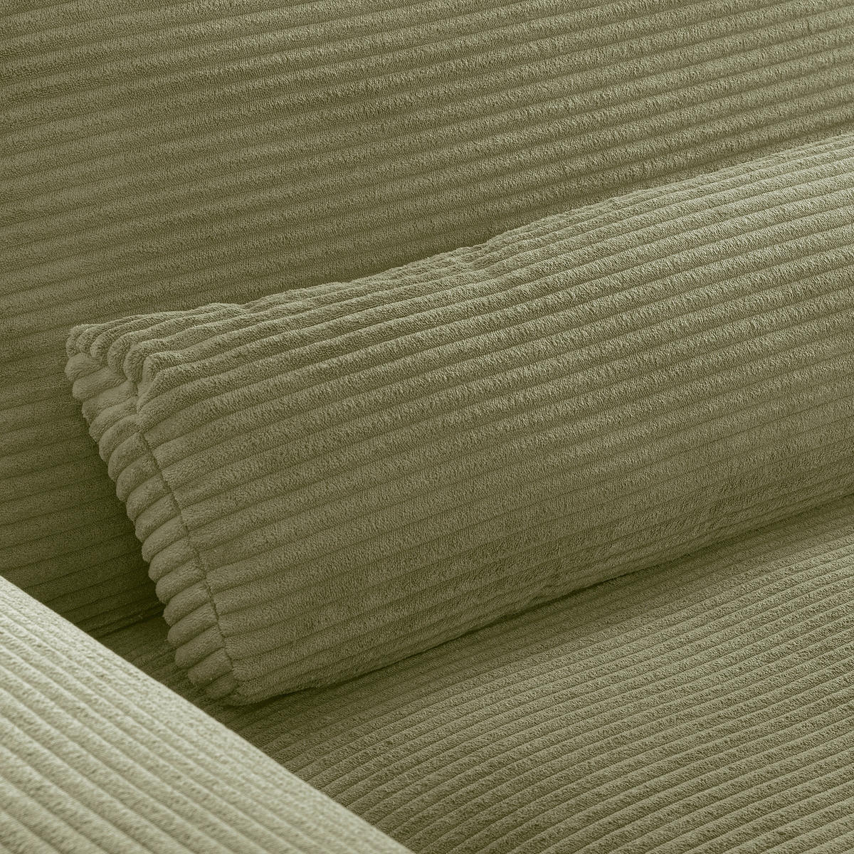 ECKSOFA Olivgrün Cord Nierenkissen, Rückenkissen  - Schwarz/Olivgrün, Design, Textil/Metall (313/172cm) - P & B