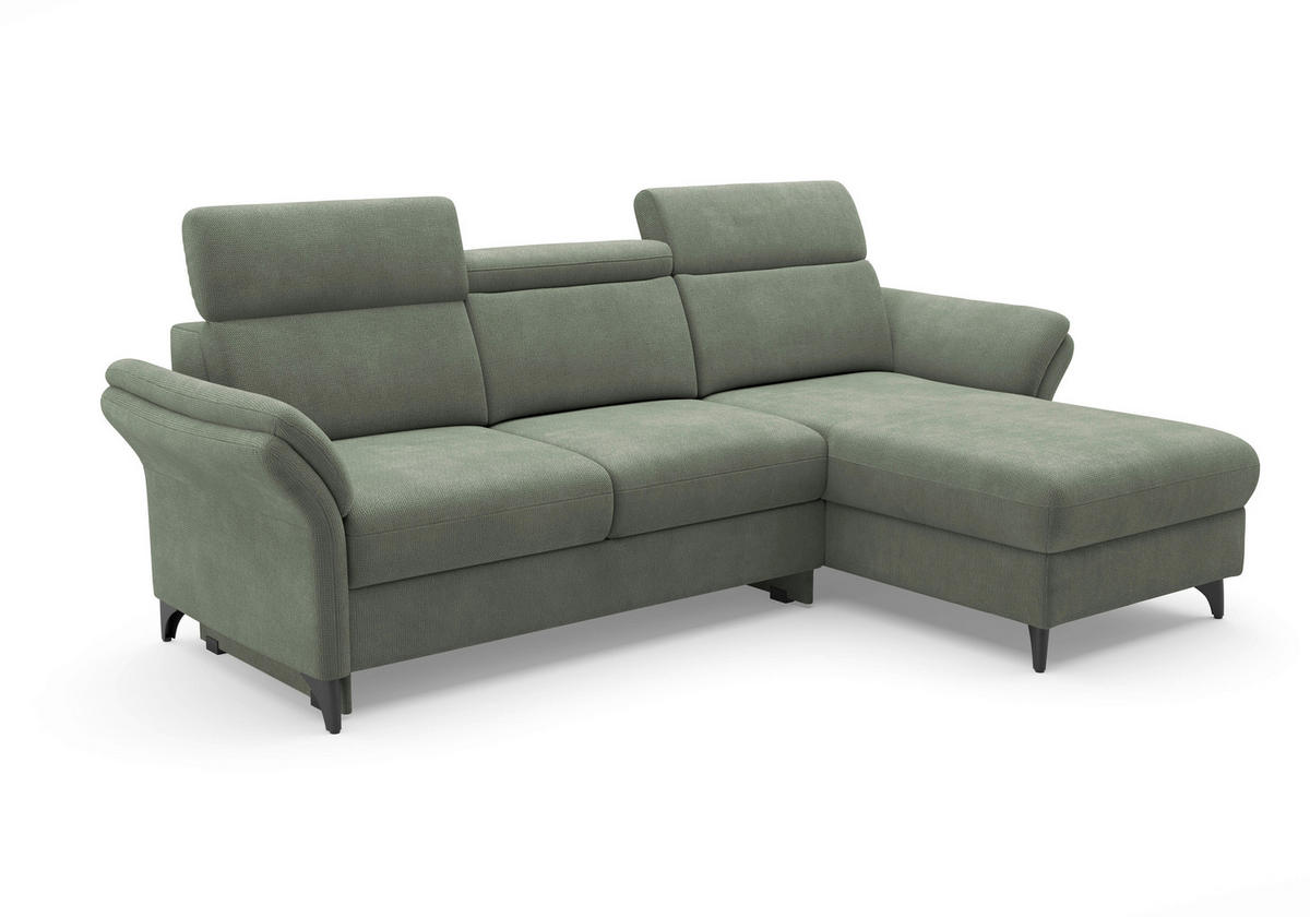 ECKSOFA GLENDALE E Dunkelgrün Flachgewebe  - Dunkelgrün/Schwarz, KONVENTIONELL, Textil/Metall (253/166cm) - Sit & More