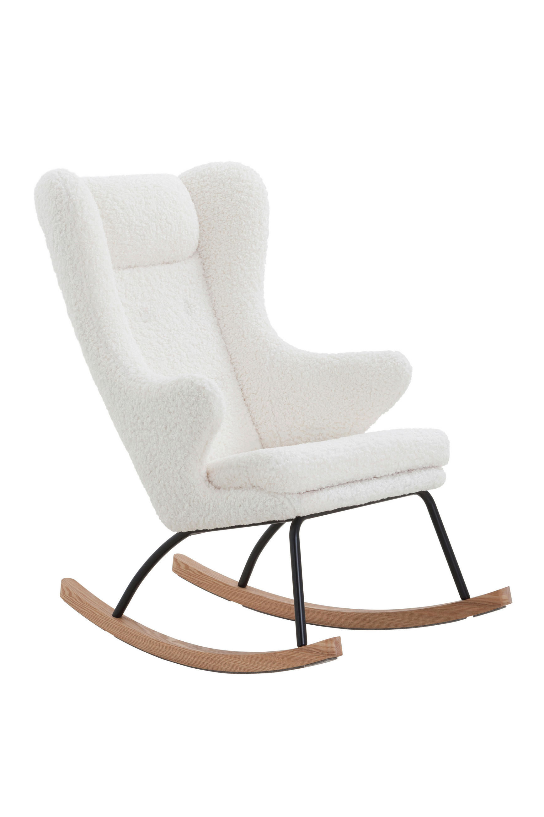 SCHAUKELSTUHL in Teddystoff Weiß  - Eichefarben/Schwarz, MODERN, Holz/Textil (66/106/104cm) - Livetastic
