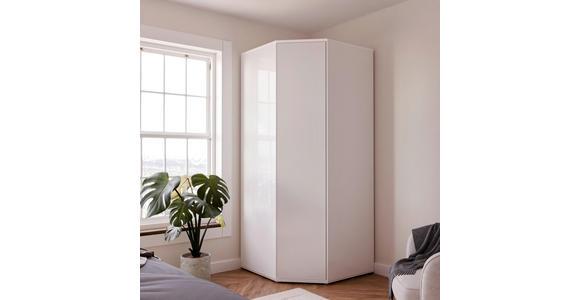 ECKKLEIDERSCHRANK 92/214/92 cm Weiß, Weiß Hochglanz  - Weiß Hochglanz/Weiß, Trend, Holzwerkstoff (92/214/92cm) - Carryhome