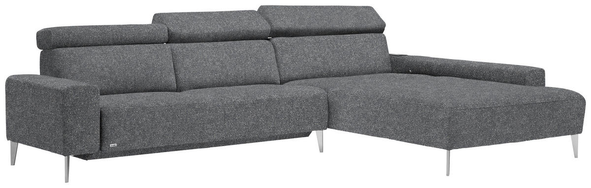 ECKSOFA  in Mikrovelours Grau  308/205 cm  - Alufarben/Grau, Design, Textil (308/205cm) - Sedda