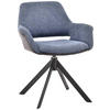 ARMLEHNSTUHL  in Eisen Mikrofaser, Leinenoptik  - Blau/Dunkelgrau, Design, Textil/Metall (66/83,5/62,5cm) - Novel