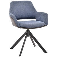 ARMLEHNSTUHL  in Eisen Mikrofaser, Leinenoptik  - Blau/Dunkelgrau, Design, Textil/Metall (66/83,5/62,5cm) - Novel