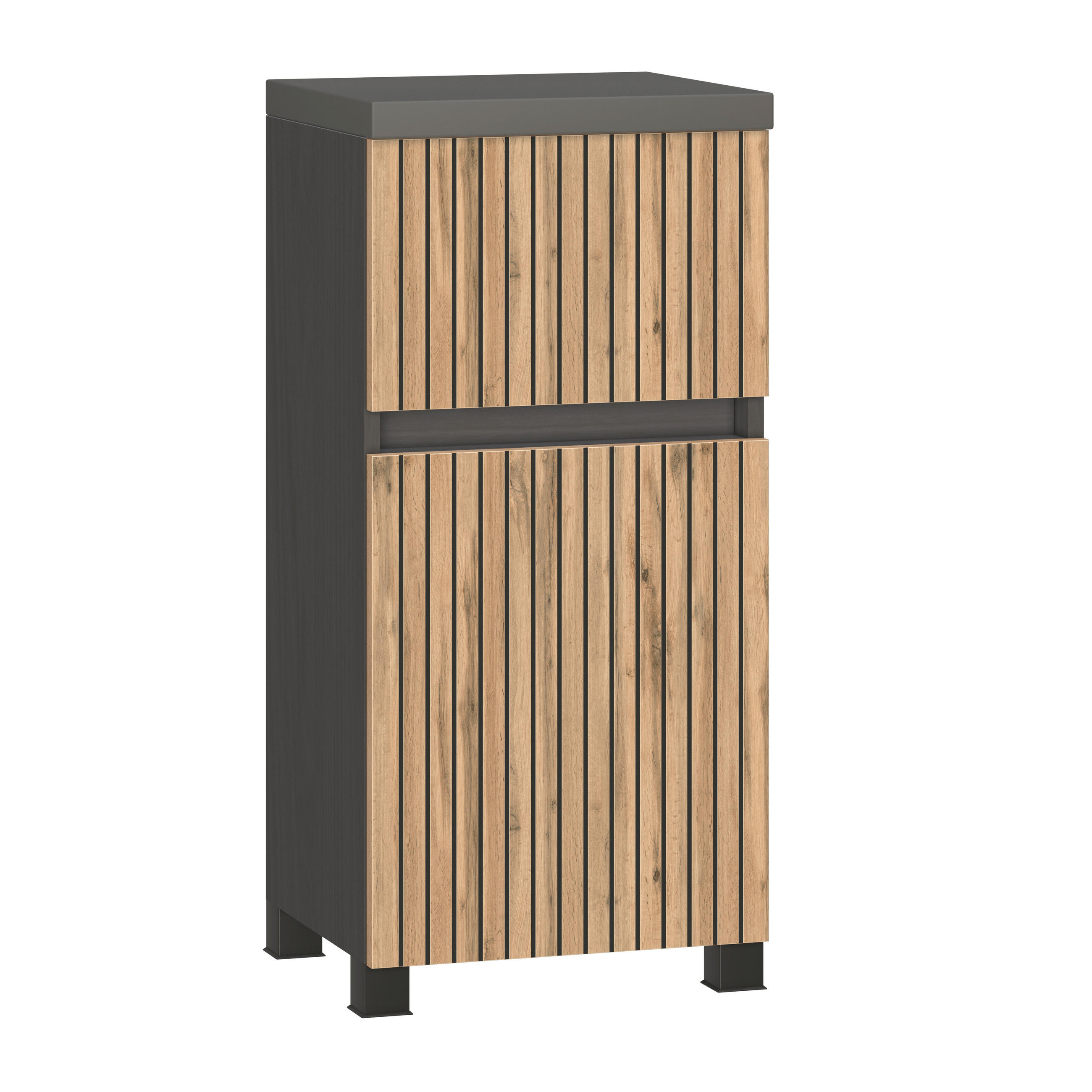 Xora Unterschrank Hanoi Graphit, Schwarz, Eiche Wotan 40x79x35 cm