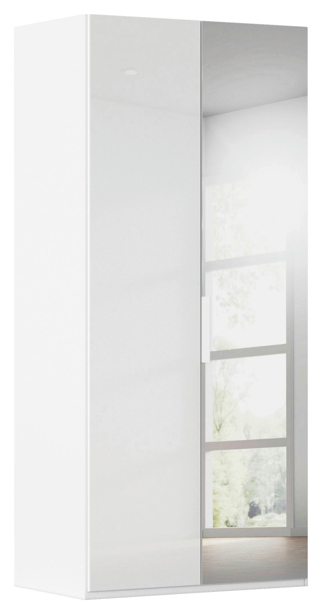 DREHTÜRENSCHRANK 101/223/61 cm,  in Weiß, Weiß Hochglanz, 2-türig  - Weiß Hochglanz/Weiß, Basics, Glas/Holzwerkstoff (101/223/61cm) - Novel