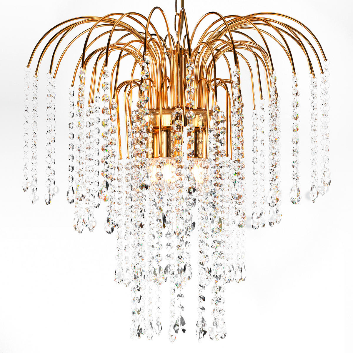 KRISTALL-HÄNGELEUCHTE 50/110 cm   - Goldfarben, KONVENTIONELL, Glas/Metall (50/110cm)