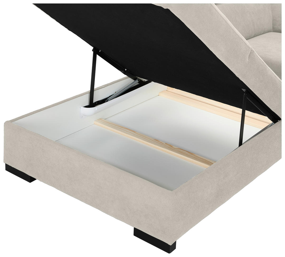 ECKSOFA Creme Webstoff  - Creme/Schwarz, KONVENTIONELL, Holz/Textil (244/283cm) - Carryhome