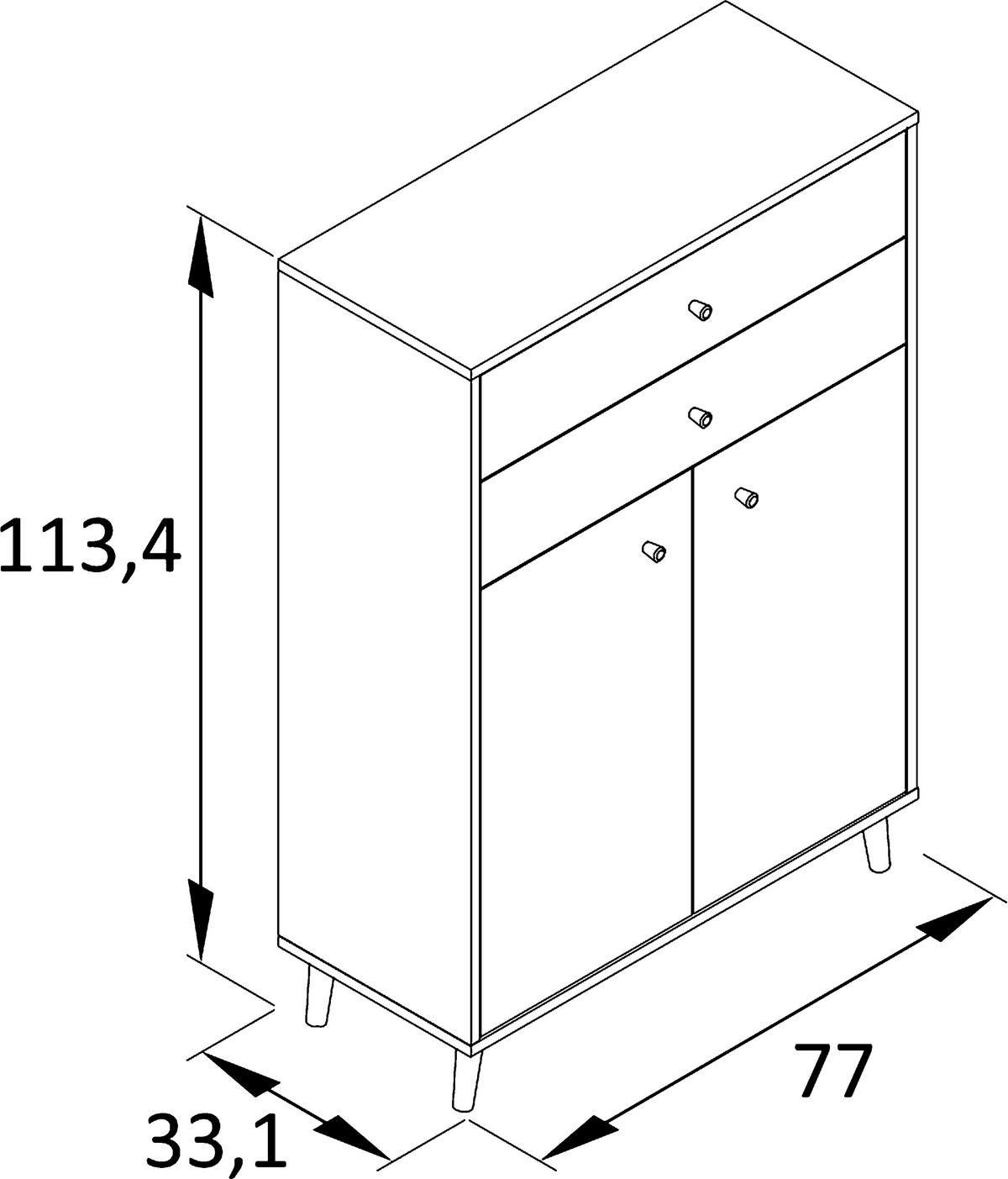 MIDISCHRANK 77/113,4/33,1 cm  - Eichefarben/Eschefarben, MODERN, Holz/Holzwerkstoff (77/113,4/33,1cm) - Stylife