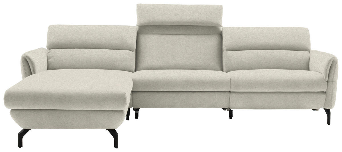 ECKSOFA Creme Chenille  - Creme/Schwarz, Design, Textil/Metall (187/299cm) - Schöner Wohnen