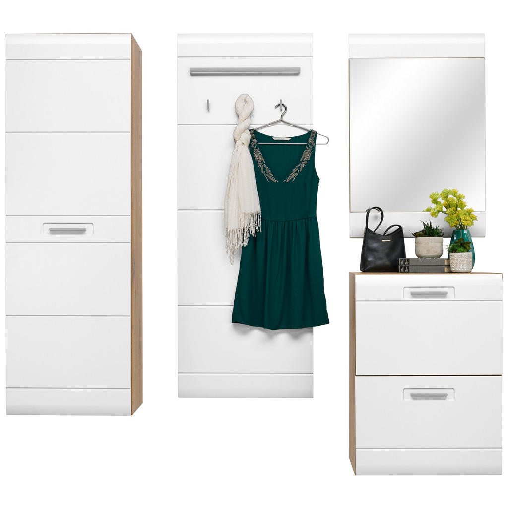 Garderoben-set Auris Weiß/eiche Dekor 4--Teilig.