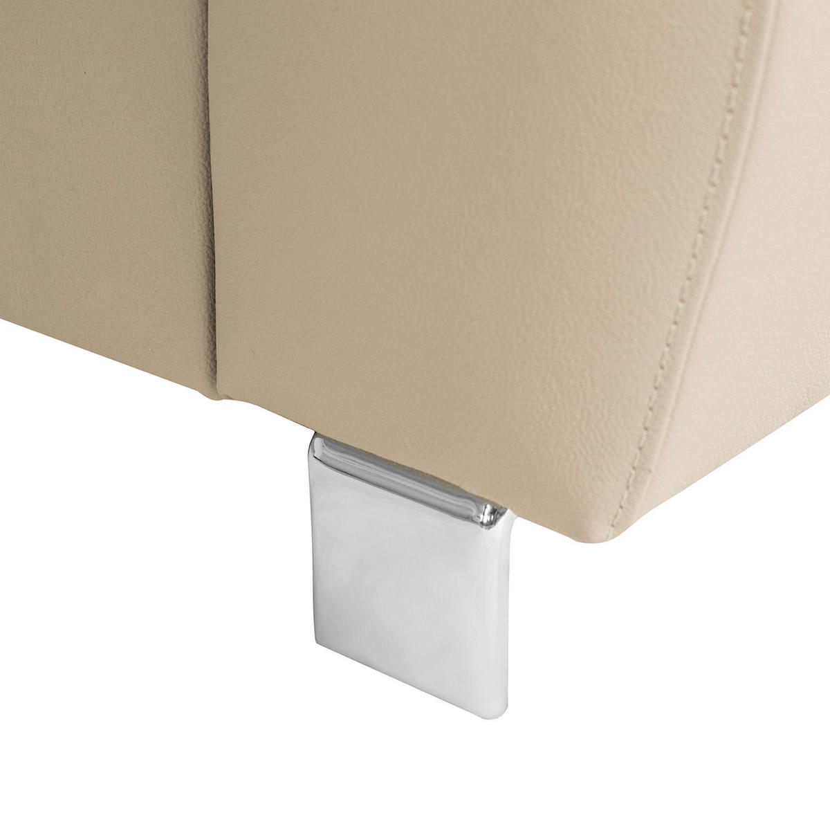 ECKSOFA Beige Echtleder  - Chromfarben/Beige, Design, Leder/Textil (208/248cm) - Livetastic