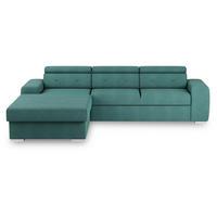 ECKSCHLAFSOFA in Velours Grün  - Silberfarben/Grün, Design, Textil (195/296cm) - MID.YOU