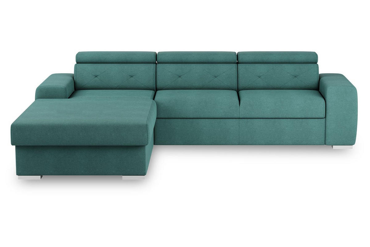 ECKSCHLAFSOFA in Velours Grün  - Silberfarben/Grün, Design, Textil (195/296cm) - MID.YOU