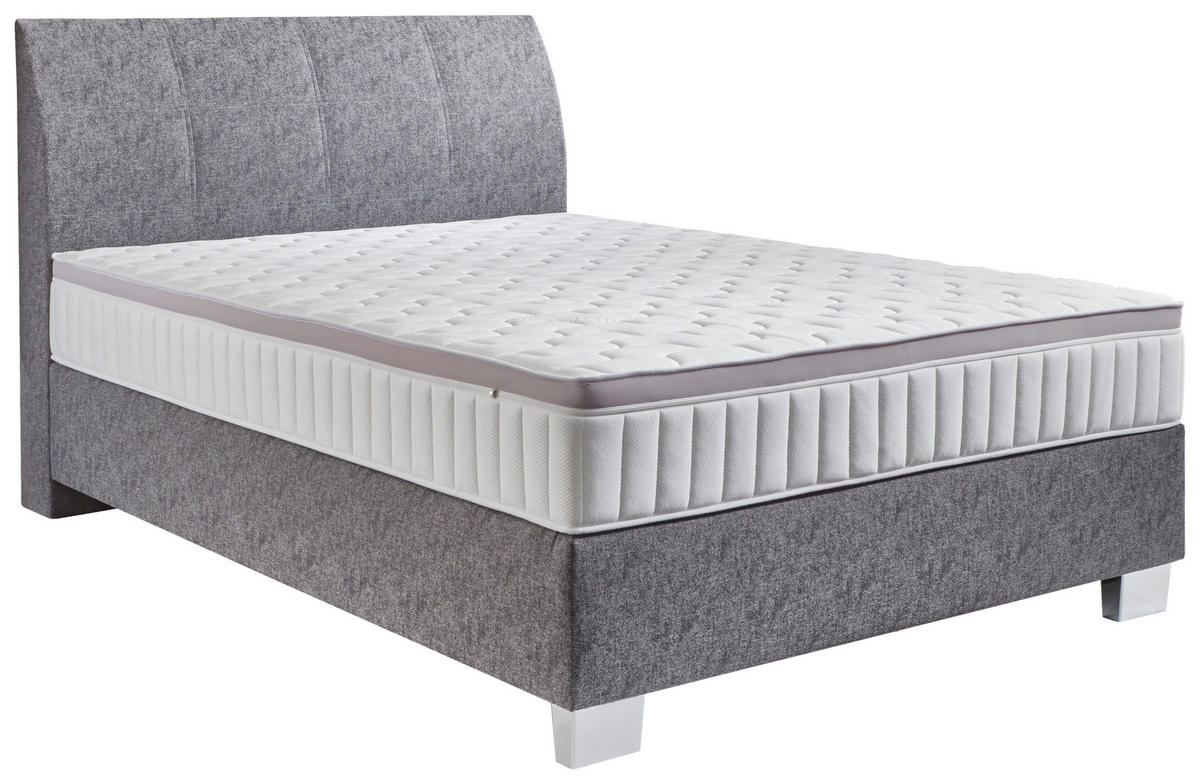 BOXSPRINGBETT 140/200 cm  in Platinfarben  - Platinfarben/Chromfarben, Konventionell, Kunststoff/Textil (140/200cm) - Hom`in