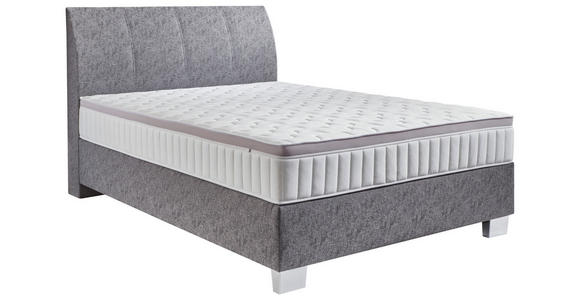 BOXSPRINGBETT 100/200 cm  in Platinfarben  - Platinfarben/Chromfarben, KONVENTIONELL, Kunststoff/Textil (100/200cm) - Hom`in