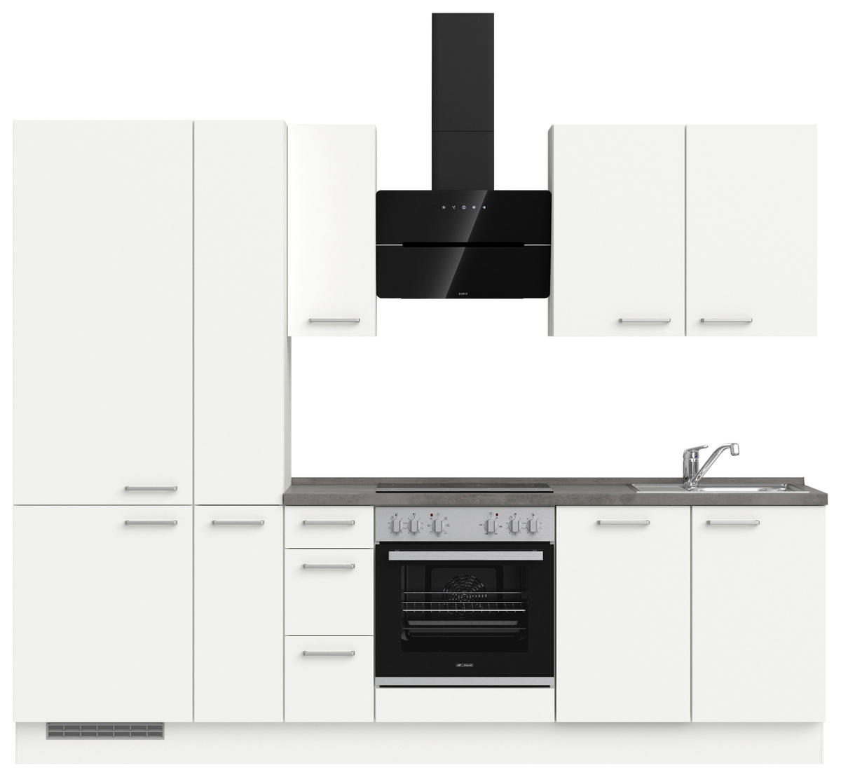 Bucătărie Fără Electrocasnice  - alb/culoare inox, Modern, metal/material pe bază de lemn (270cm) - Nobilia