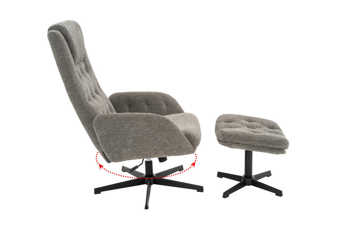 SESSELSET Webstoff Hocker    - Schwarz/Grau, MODERN, Textil/Metall (70/107/87cm) - MID.YOU