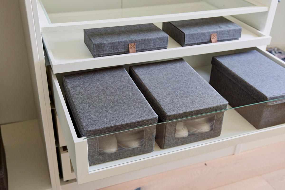 SCHUHBOX - Grau, Basics, Holzwerkstoff/Textil (34/23/15cm) - Store It