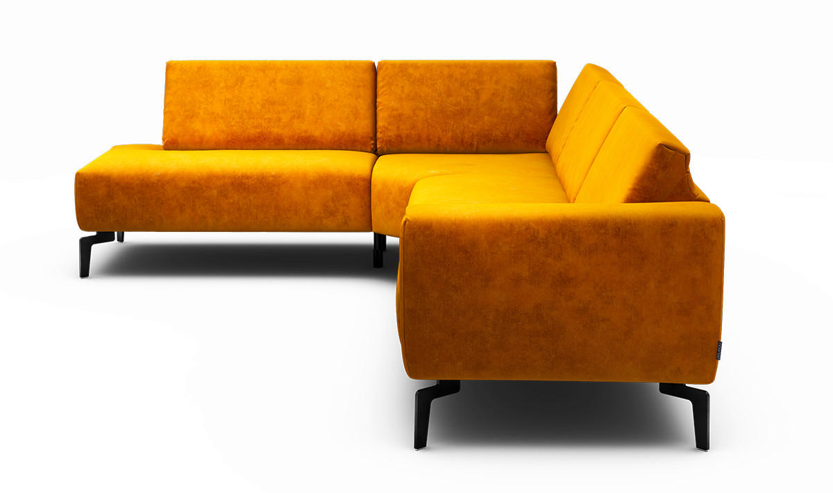 ECKSOFA Cosy Gelb Samt  - Gelb/Schwarz, Design, Textil/Metall (213/296cm) - SENSOO