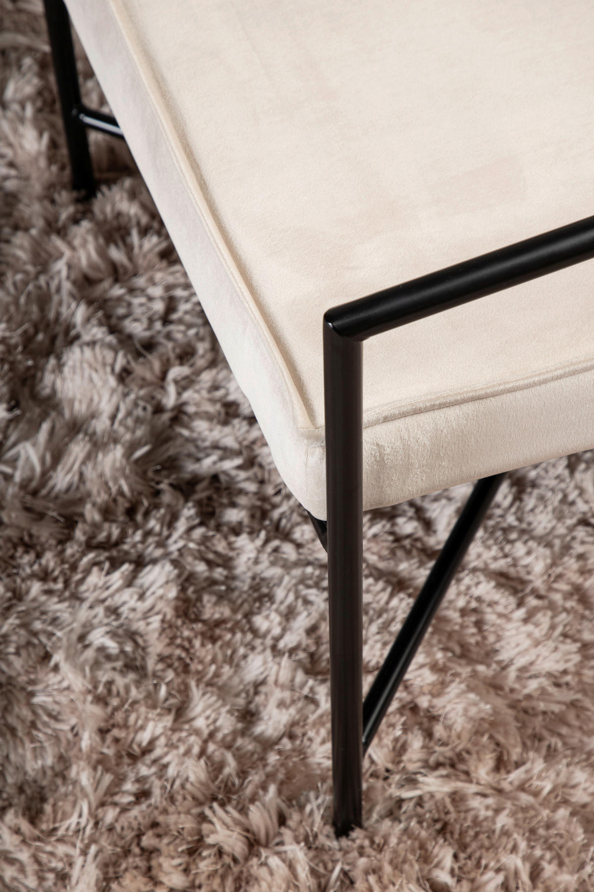 SESSEL in Samt Schwarz, Beige  - Beige/Schwarz, Design, Textil/Metall (66/78/65cm) - Livetastic