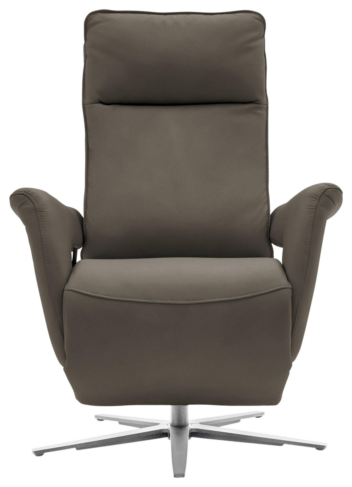 RELAXSESSEL in Leder Graubraun  - Edelstahlfarben/Graubraun, Design, Leder/Metall (79-83/116/87-176cm) - Valdera