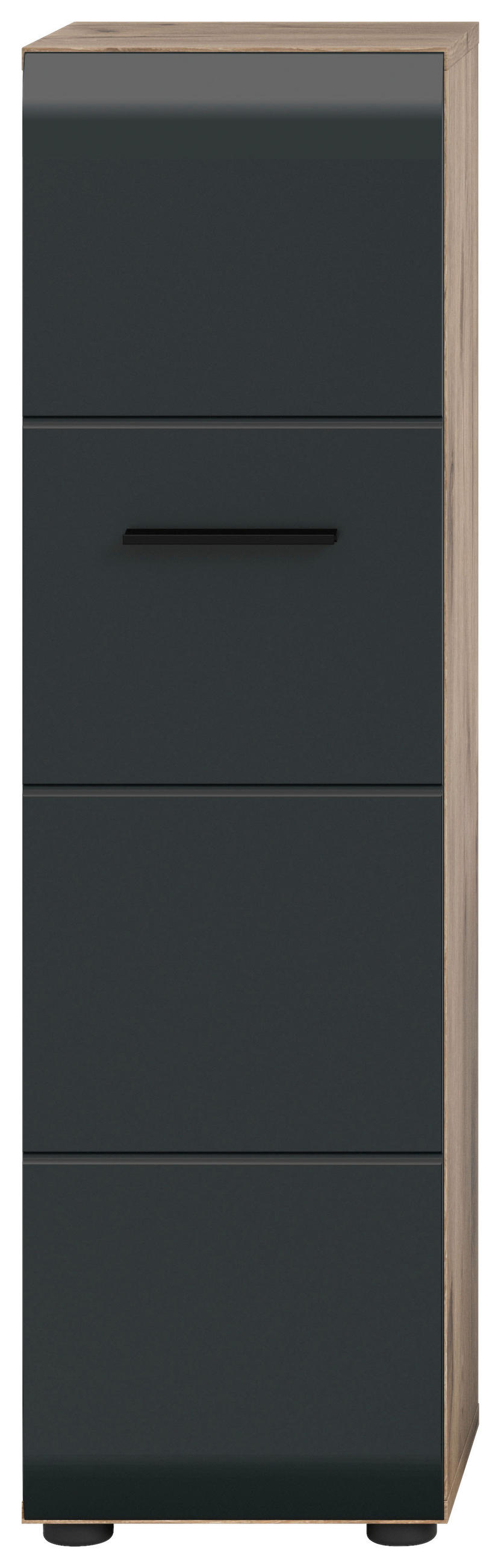 MIDISCHRANK 30/106/30 cm  - Eiche dunkel/Schwarz, Basics, Holzwerkstoff/Kunststoff (30/106/30cm) - MID.YOU