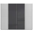 SCHWEBETÜRENSCHRANK 271/235/68 cm 4-türig Grau, Hellgrau  - Chromfarben/Hellgrau, KONVENTIONELL, Glas/Holzwerkstoff (271/235/68cm) - Novel