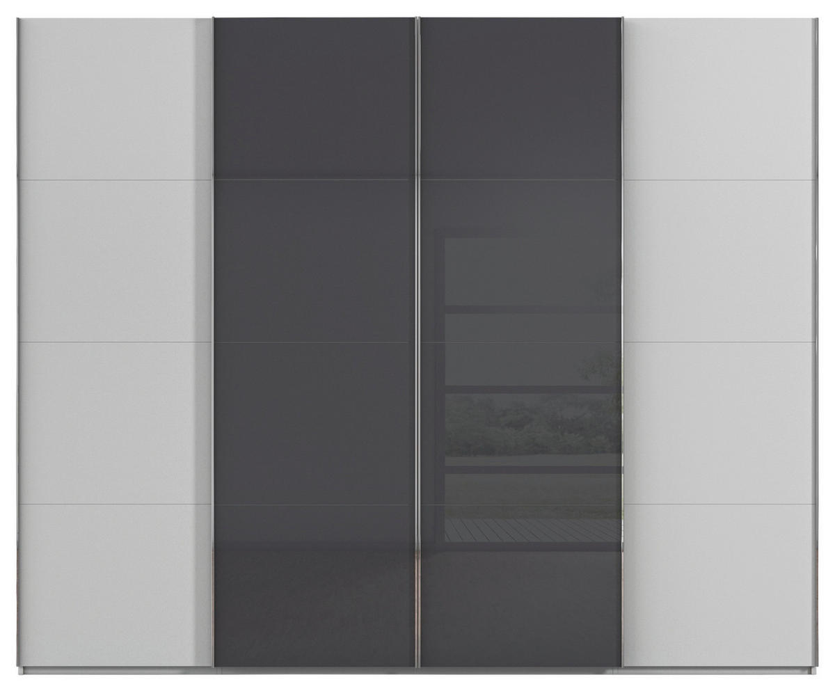 SCHWEBETÜRENSCHRANK 271/235/68 cm 4-türig Grau, Hellgrau  - Chromfarben/Hellgrau, KONVENTIONELL, Glas/Holzwerkstoff (271/235/68cm) - Novel
