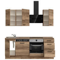 KÜCHENLEERBLOCK 210 cm   in Eiche dunkel  - Eiche dunkel/Schwarz, MODERN, Holzwerkstoff/Metall (210cm) - Nobilia