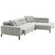 ECKSOFA in Feincord Hellgrau  - Hellgrau/Schwarz, KONVENTIONELL, Textil/Metall (311/219cm) - Hom`in