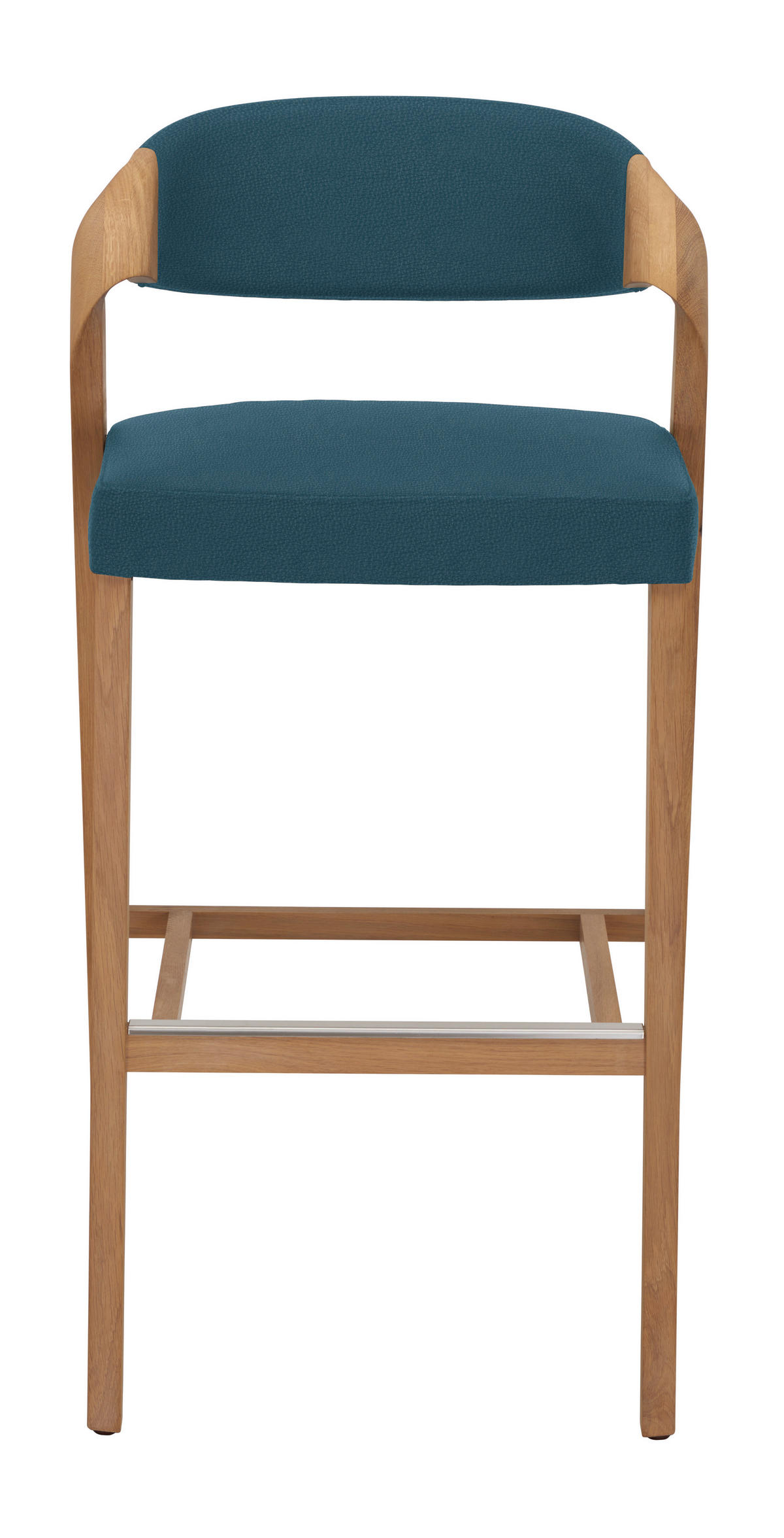 BARHOCKER Holz, Leder Blau, Wildeiche  - Blau/Wildeiche, Natur, Leder/Holz (52/103/52cm) - Voglauer