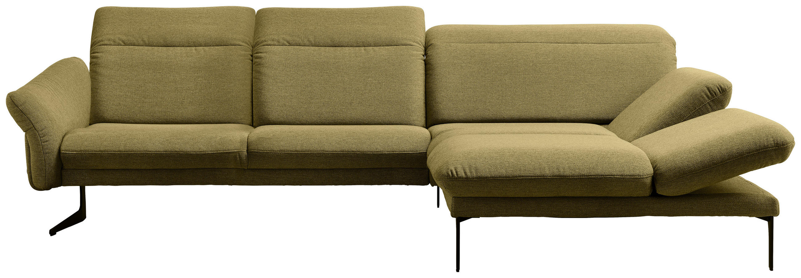 ECKSOFA in Webstoff Hellgrün  - Anthrazit/Hellgrün, Design, Textil/Metall (299/203cm) - Himolla