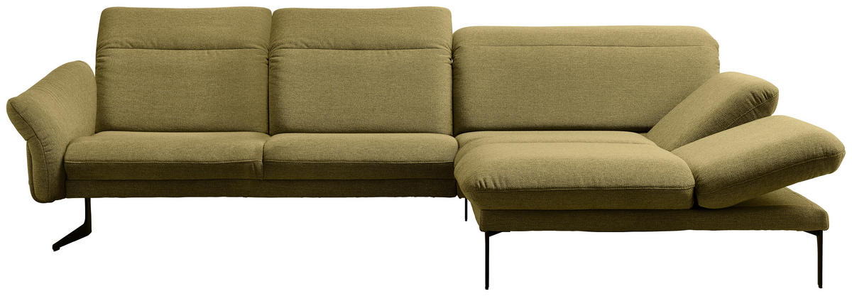 ECKSOFA in Webstoff Hellgrün  - Anthrazit/Hellgrün, Design, Textil/Metall (299/203cm) - Himolla