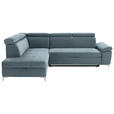 ECKSOFA in Mikrofaser Hellblau  - Chromfarben/Hellblau, KONVENTIONELL, Textil/Metall (206/271cm) - Carryhome