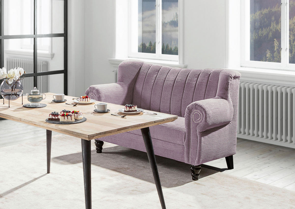 2-SITZER-SOFA in Cord Flieder  - Dunkelbraun/Flieder, Design, Holz/Textil (168/96/75cm) - Ambia Home