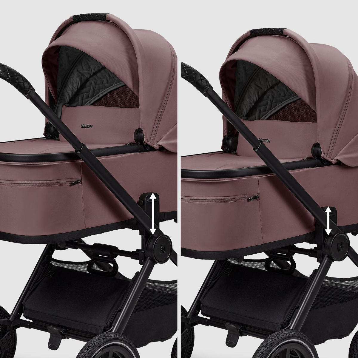 KINDERWAGENSET  GIO FOLD SET AIR  tonka  - Schwarz/Mokka, Basics, Textil/Metall (120/58/92cm) - Moon Edition