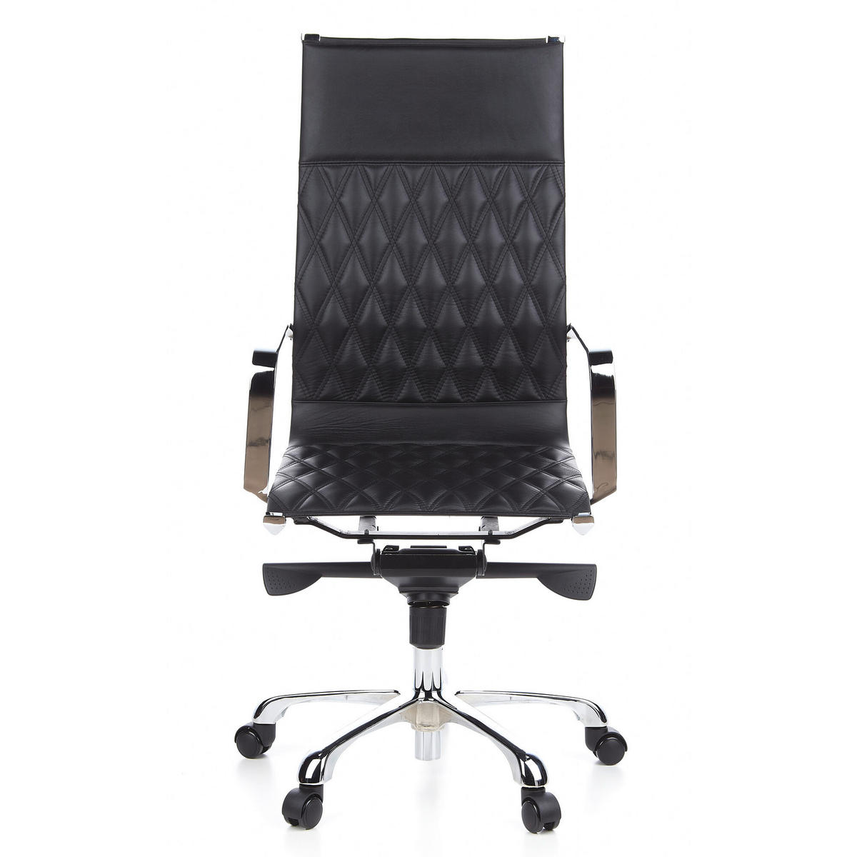 KONFERENČNI STOL usnje črna  - srebrne barve/črna, Moderno, kovina/usnje (62cm) - MID.YOU
