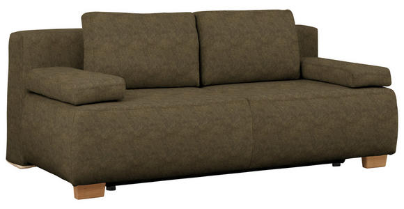 BOXSPRINGSOFA  in Flachgewebe Grün Skandinavisch  - Naturfarben/Grün, MODERN, Holz/Textil (205/93/108cm) - Venda
