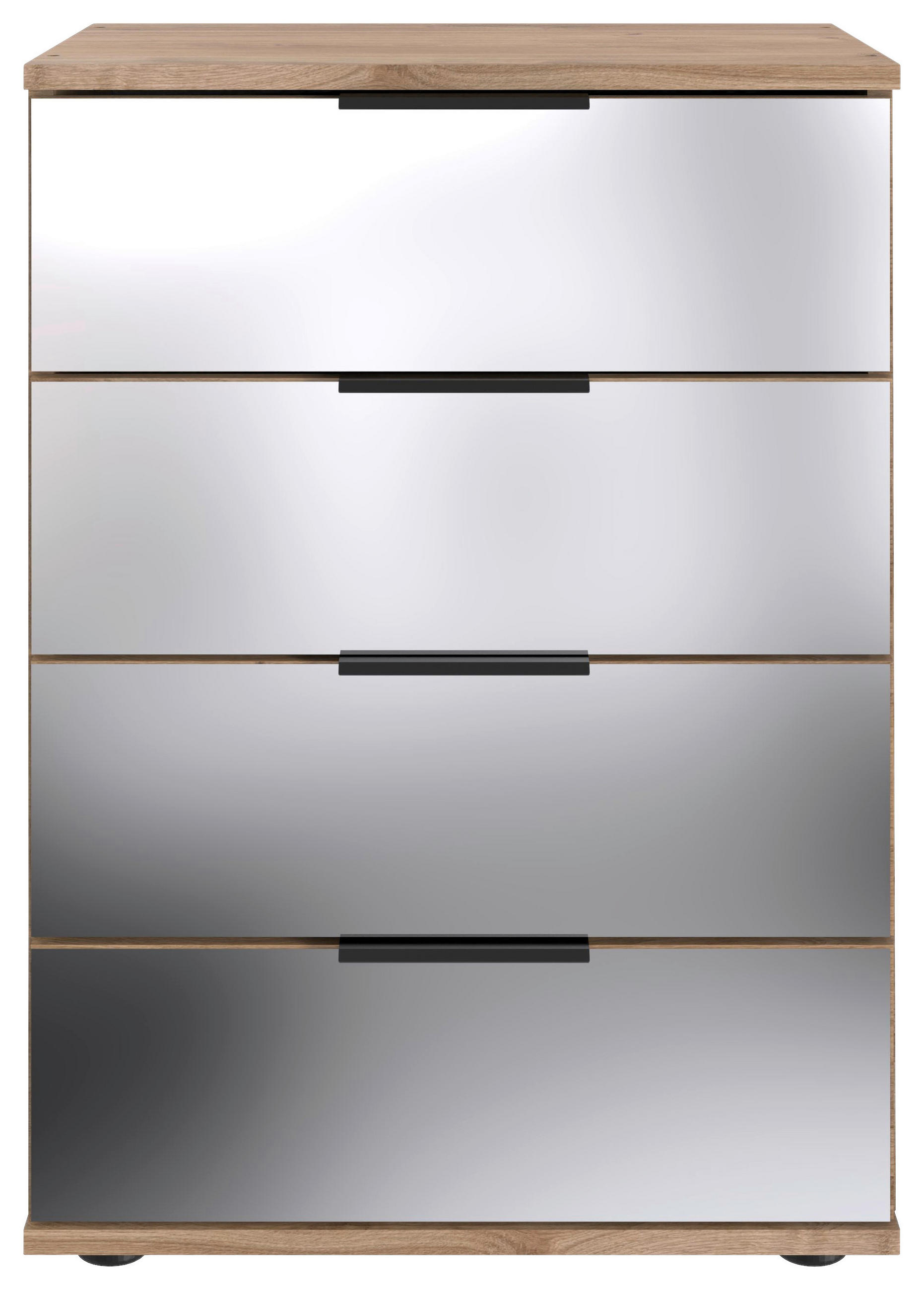 MEUBLE DE CHEVET 52/74/38 cm  in Klar, Schwarz, Eichefarben  - Klar/Eichefarben, Modern, Glas/Holzwerkstoff (52/74/38cm) - MID.YOU