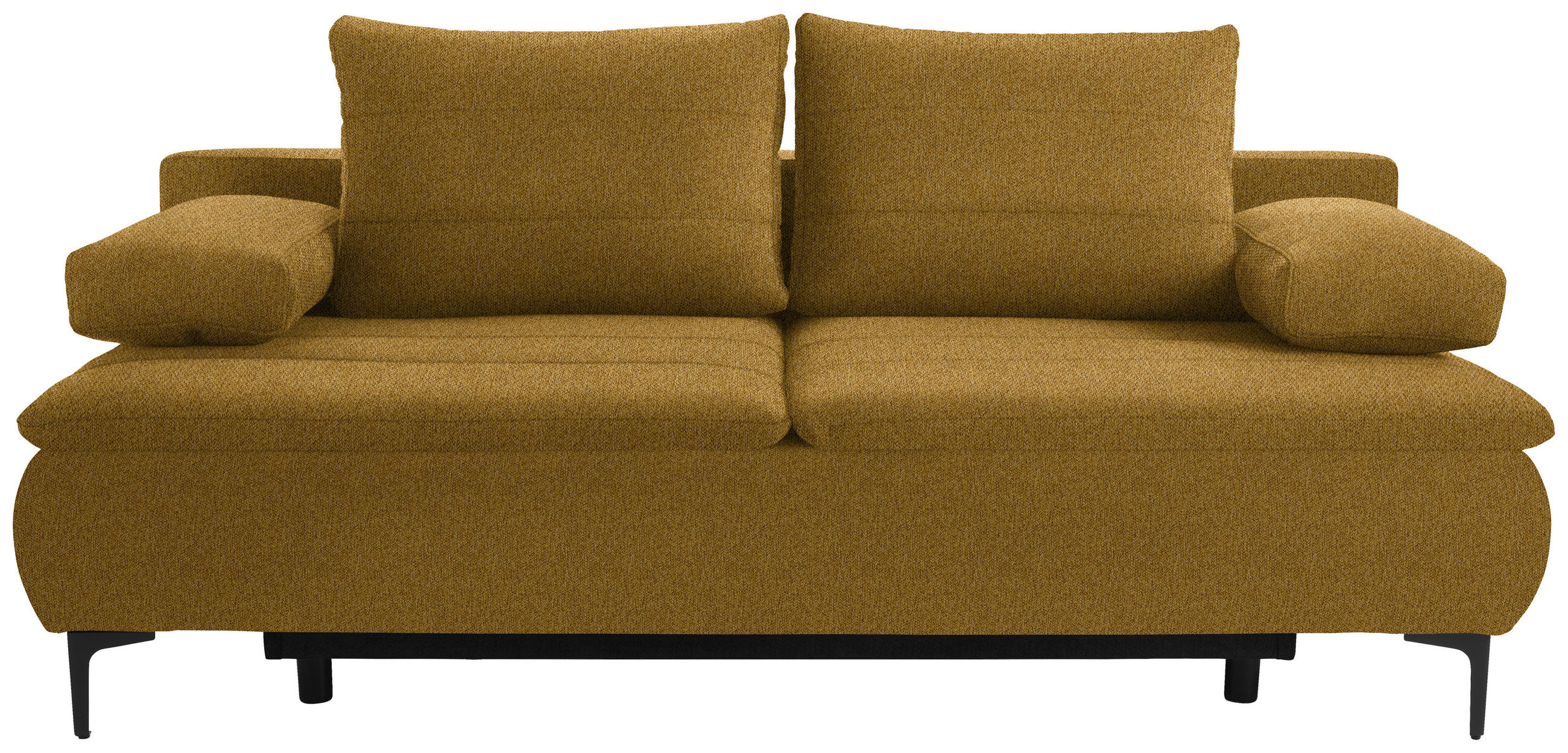 BOXSPRINGSOFA in Webstoff Senfgelb  - Senfgelb/Schwarz, KONVENTIONELL, Textil/Metall (204/93/100cm) - Novel