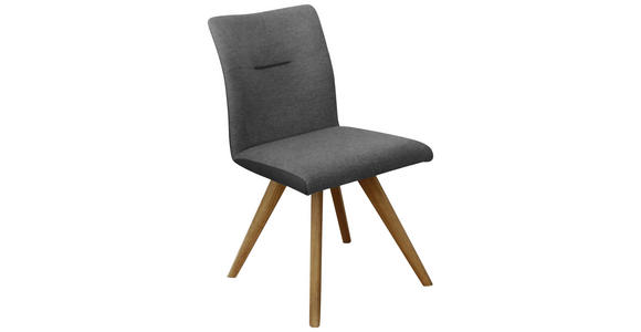 STUHL Webstoff Schwarz, Eichefarben, Dunkelgrau Wildeiche vollmassiv  - Eichefarben/Dunkelgrau, KONVENTIONELL, Holz/Textil (51,5/87,5/63cm) - Linea Natura