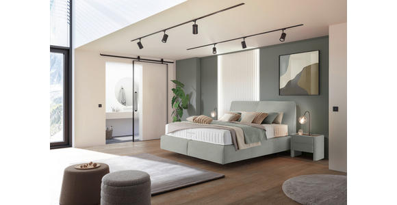 BOXSPRINGBETT 160/200 cm  in Hellgrau  - Hellgrau/Schwarz, Design, Kunststoff/Textil (160/200cm) - Johann Jakob